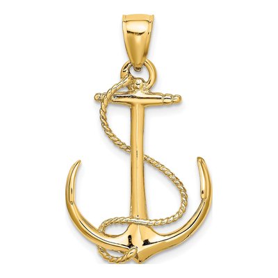 14K Yellow Gold 3D Anchor Charm – view 5