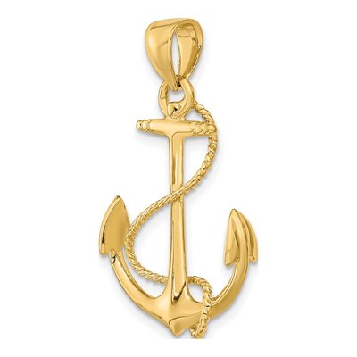 14K Yellow Gold 3D Anchor Charm – view 6