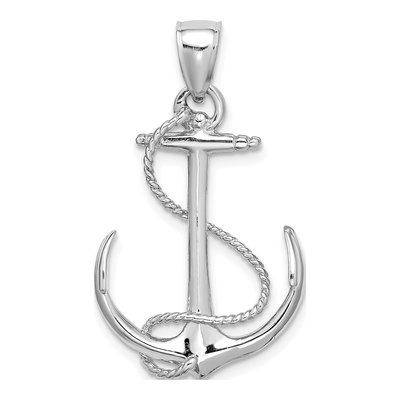 14K White Gold 3D Anchor Pendant – view 5