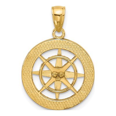 14K Yellow Gold Nautical Compass Pendant – view 5