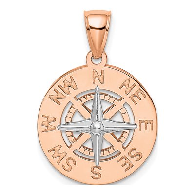 14K Two-Tone Gold Compass Pendant