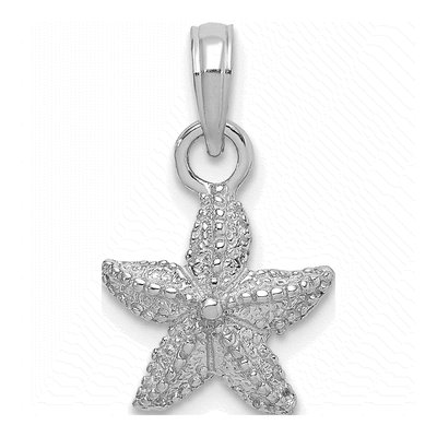 14K White Gold Starfish Pendant