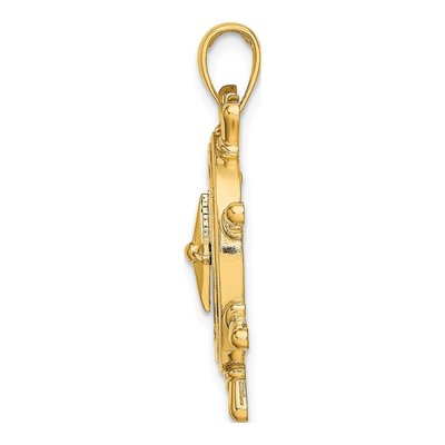 14K Yellow Gold Ships Wheel Compass Charm – view 3