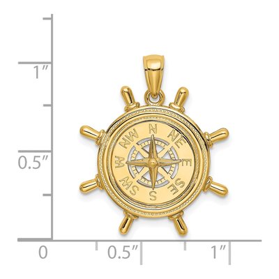 14K Yellow Gold Ships Wheel Compass Charm – view 4