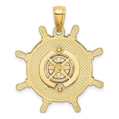 14K Yellow Gold Ships Wheel Compass Charm – view 5