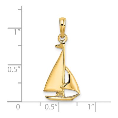 14K Yellow Gold Sailboat Pendant – view 4