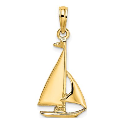 14K Yellow Gold Sailboat Pendant