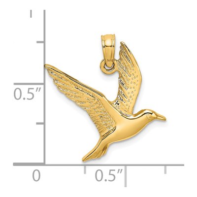 14K Yellow Gold Flying Seagull Pendant – view 4