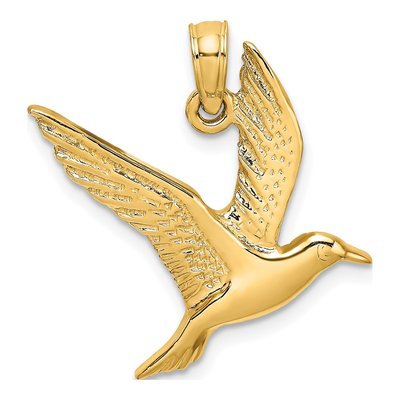 14K Yellow Gold Flying Seagull Pendant
