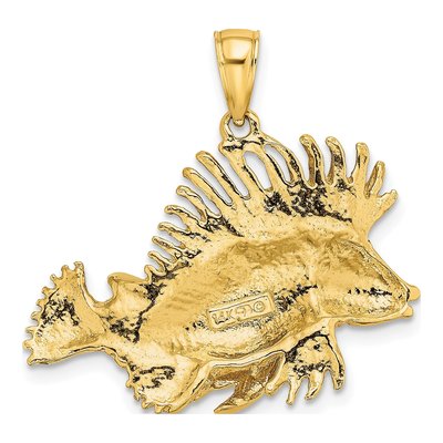 14K Yellow Gold Lion Fish Pendant – view 5