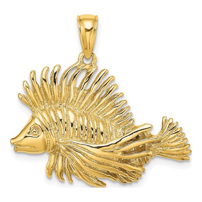14K Yellow Gold Lion Fish Pendant