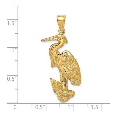 14K Yellow Gold Textured Egret Bird Charm – view 4