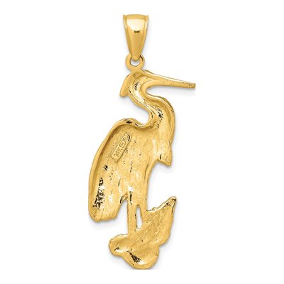 14K Yellow Gold Textured Egret Bird Charm – view 5