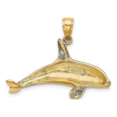 14K Yellow Gold Textured Orca Whale Charm – view 4