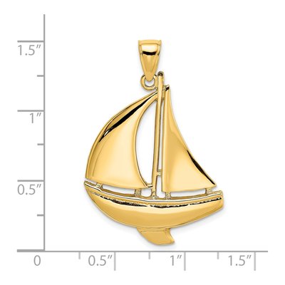 14K Yellow Gold Sailboat Charm – view 4