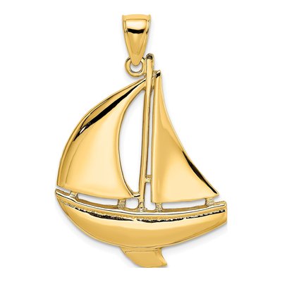 14K Yellow Gold Sailboat Charm