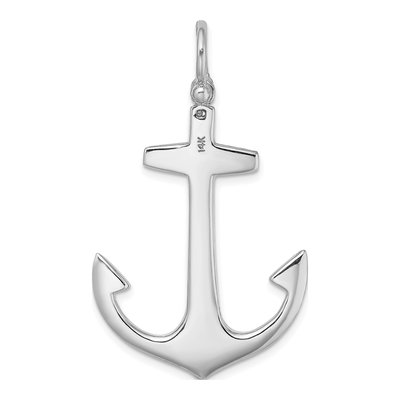 14K White Gold 3-D Large Anchor Pendant – view 5