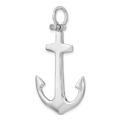 14K White Gold 3-D Large Anchor Pendant – view 6