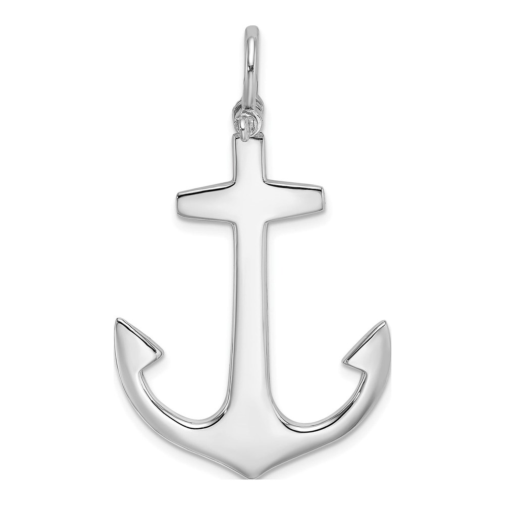 14K White Gold 3-D Large Anchor Pendant