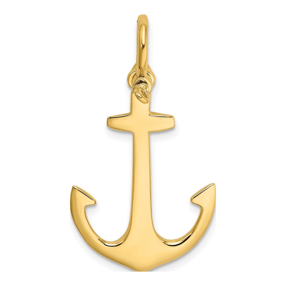 14K Yellow Gold 3D Anchor Charm with Shackle Bail
