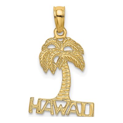 14K Yellow Gold Hawaii Palm Tree Pendant