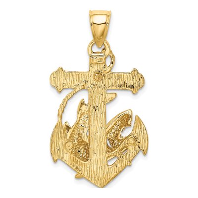 14K Yellow Gold Large Anchor Pendant – view 4
