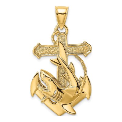 14K Yellow Gold Large Anchor Pendant