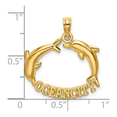 14K Yellow Gold Ocean City Dolphins Charm – view 4
