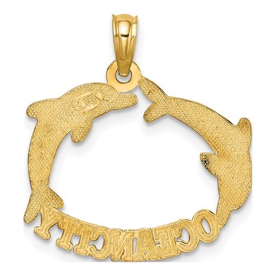 14K Yellow Gold Ocean City Dolphins Charm – view 5