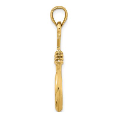14K Yellow Gold 3D Fish Hook Pendant – view 3
