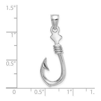 14K White Gold 3D Fish Hook Rope Charm – view 4
