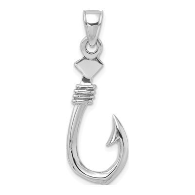 14K White Gold 3D Fish Hook Rope Charm – view 5