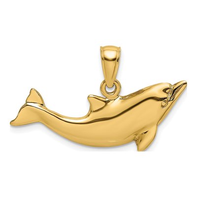 14K Yellow Gold Dolphin Pendant