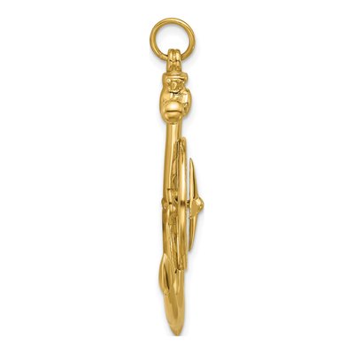 14K Yellow Gold Large Anchor Compass Charm – view 3