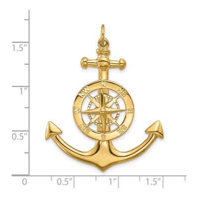 14K Yellow Gold Large Anchor Compass Charm – view 4