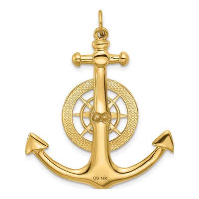 14K Yellow Gold Large Anchor Compass Charm – view 5