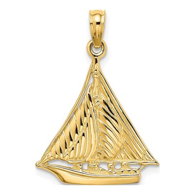 14K Yellow Gold Sailboat Pendant