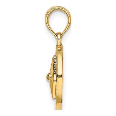14K Yellow Gold Mini Nautical Compass Charm – view 3