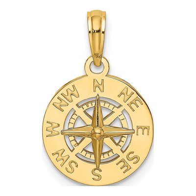 14K Yellow Gold Mini Nautical Compass Charm