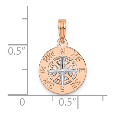 14K Two-Tone Gold Mini Nautical Compass Pendant – view 4