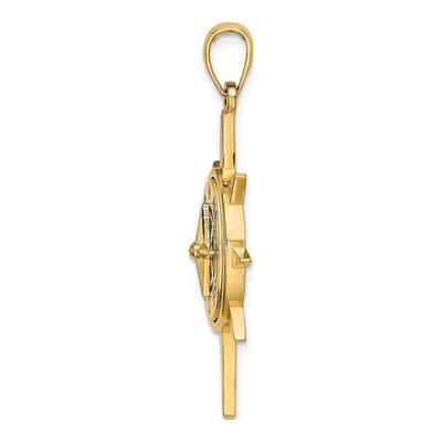 14K Yellow Gold Star Frame Nautical Compass Charm – view 3