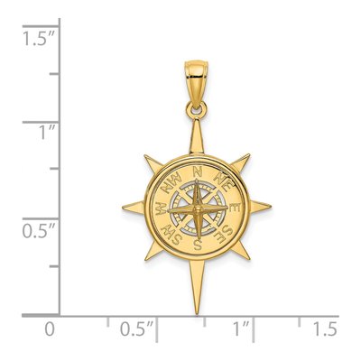 14K Yellow Gold Star Frame Nautical Compass Charm – view 4