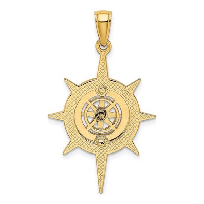 14K Yellow Gold Star Frame Nautical Compass Charm – view 5