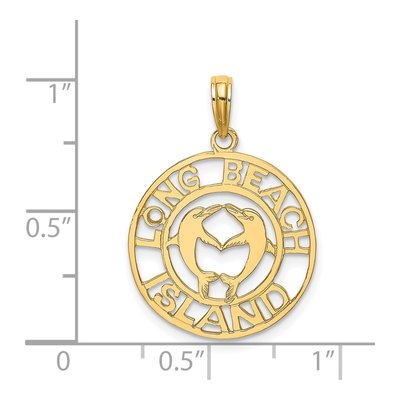 14K Yellow Gold Long Beach Island Dolphins Charm – view 4