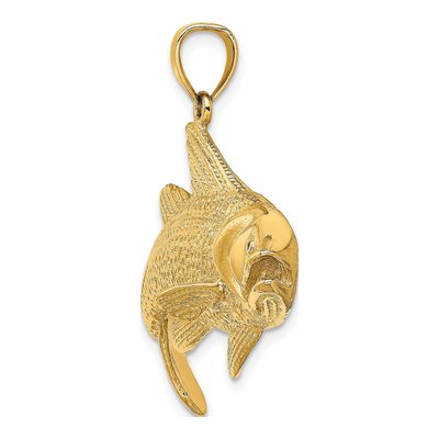 14K Yellow Gold Large Textured Snook Fish Charm – view 3
