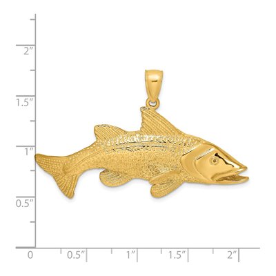 14K Yellow Gold Large Textured Snook Fish Charm – view 4