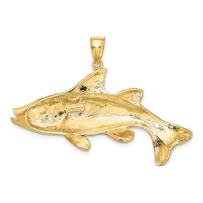 14K Yellow Gold Large Textured Snook Fish Charm – view 5