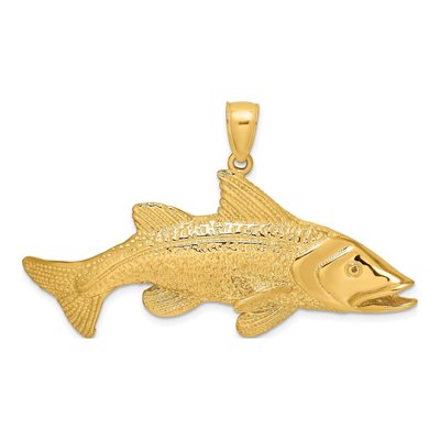 14K Yellow Gold Large Textured Snook Fish Charm