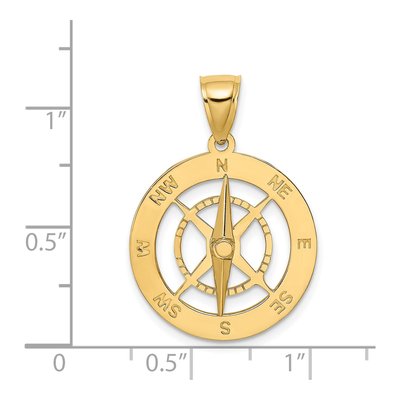 14K Yellow Gold Nautical Compass Pendant – view 4