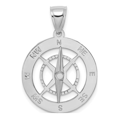 14K White Gold Nautical Compass Charm